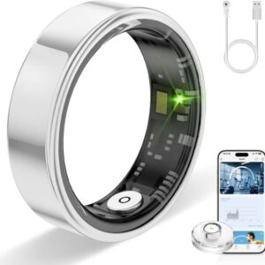 Smart Ring for Women Men, Fitness Tracker with Sleep Tracker, Heart Rate, SpO2, Step Counter, Health Ring Compatible Android & iOS, (Silver, 10)