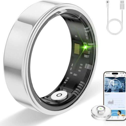 Smart Ring for Women Men, Fitness Tracker with Sleep Tracker, Heart Rate, SpO2, Step Counter, Health Ring Compatible Android & iOS, (Silver, 10)