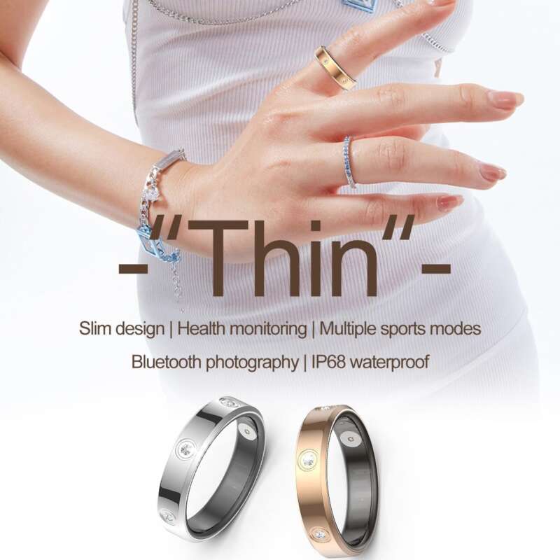 findtime Smart Ring Ultra Narrow Fitness Rings Heart Rate Monitor Sleep Tracker Blood Oxygen Health Tracker Step Counter Calorie Pedometer Waterproof Remote Camera Smart Rings for Women Ladies Men - Image 3