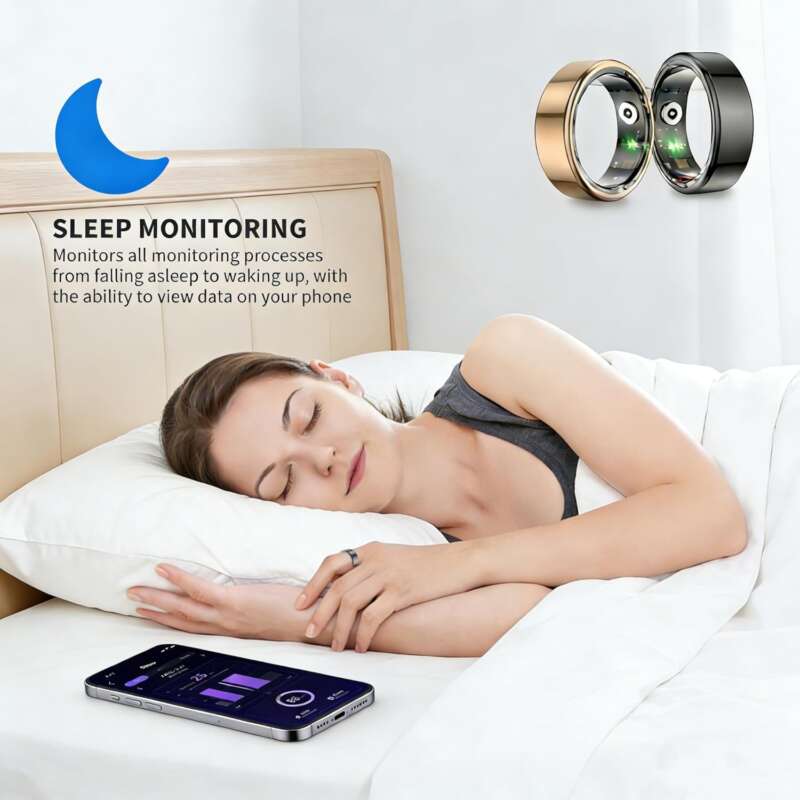 Smart Ring for Women Men,Fitness Tracker Ring with Heart Rate, Sleep Monitoring, Blood Oxygen, Step Counting for iOS and Android, No Subscription Fee,Waterproof(Silver, 9) - Image 3