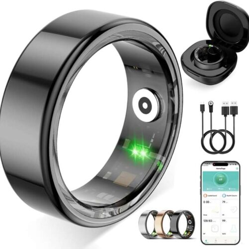 Smart Ring for Women Men,Fitness Tracker Ring with Heart Rate, Sleep Monitoring, Blood Oxygen, Step Counting for iOS and Android, No Subscription Fee,Waterproof(Black, 9)