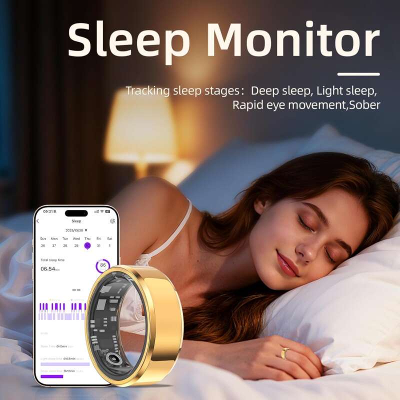 Smart Ring for Women Men, Fitness Tracker with Sleep Tracker, Heart Rate, SpO2, Step Counter, Health Ring Compatible Android & iOS, (Silver, 10) - Image 4