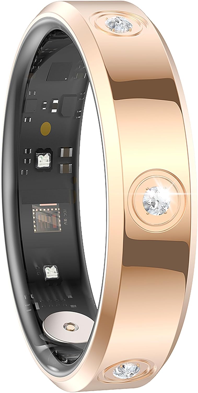 findtime Smart Ring Ultra Narrow Fitness Rings Heart Rate Monitor Sleep Tracker Blood Oxygen Health Tracker Step Counter Calorie Pedometer Waterproof Remote Camera Smart Rings for Women Ladies Men