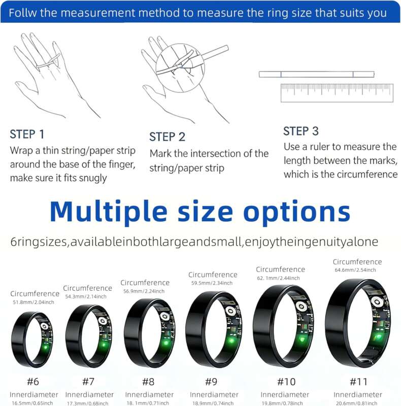 Smart Ring for Women Men,Fitness Tracker Ring with Heart Rate, Sleep Monitoring, Blood Oxygen, Step Counting for iOS and Android, No Subscription Fee,Waterproof(Silver, 9) - Image 2