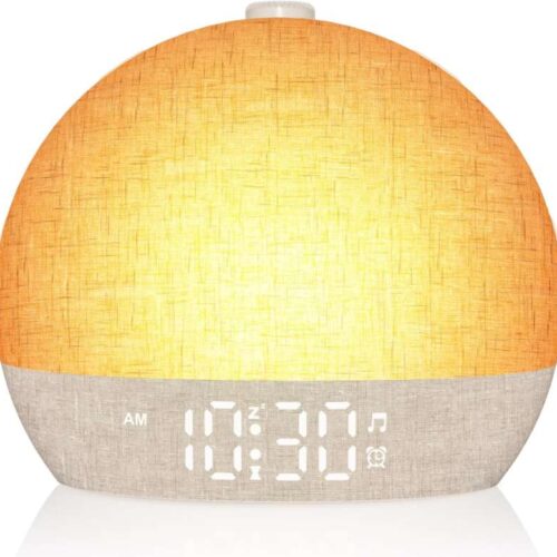 Wake Up Light Sunrise Alarm Clock,White Noise Machine with 30 Soothing Sounds,Stepless Dimmer Digital Alarm Clock Bedside Night Light 12 Colors, Alarm Clocks for Heavy Sleepers Adults/Kids/ Bedroom