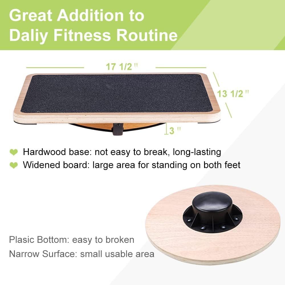 StrongTek Professional Wooden Balance Board, Rocker Board, Wood Standing Desk Accessory, Balancing Board for Under Desk, Anti Slip Roller, Core Strength, Stability, Office Wobble Boards - Image 2