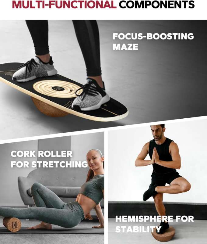 HAPBEAR Balance Board - 6 Modes Wobble Board with Adjustable Stoppers, Multi-Level Wobble Board for Surf Trainer, Brain Focus, Balance Control & Physical Therapy - Image 4