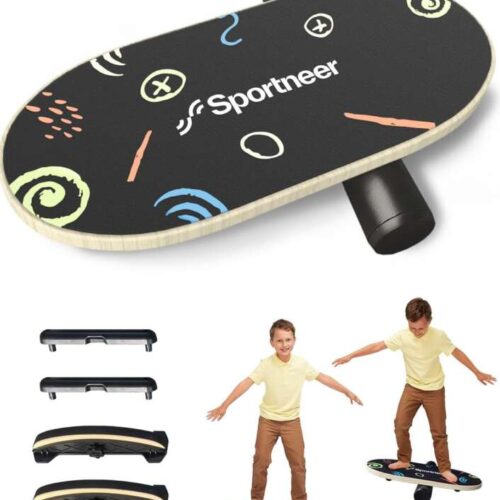 Sportneer Balance Board – Wobble Board with Adjustable Stoppers and Wheels – Balance Trainer to Improve Balance, Surf Trainer and Physiotherapy – Small Size Especially for Children
