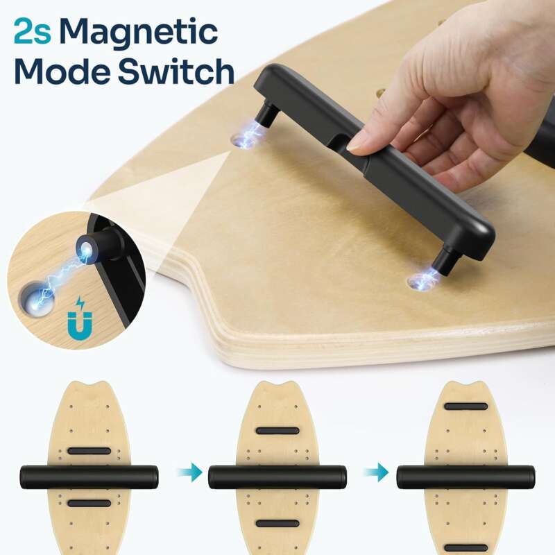 Sportneer Balance Board Skateboard, 7-in-1 Wooden Surfboard for Adults Kids | Indoor Board Trick Board Surf trainer for Balance Training, Core Stability & Coordiantion, Magnetic Adjustment, Non-slip - Image 5