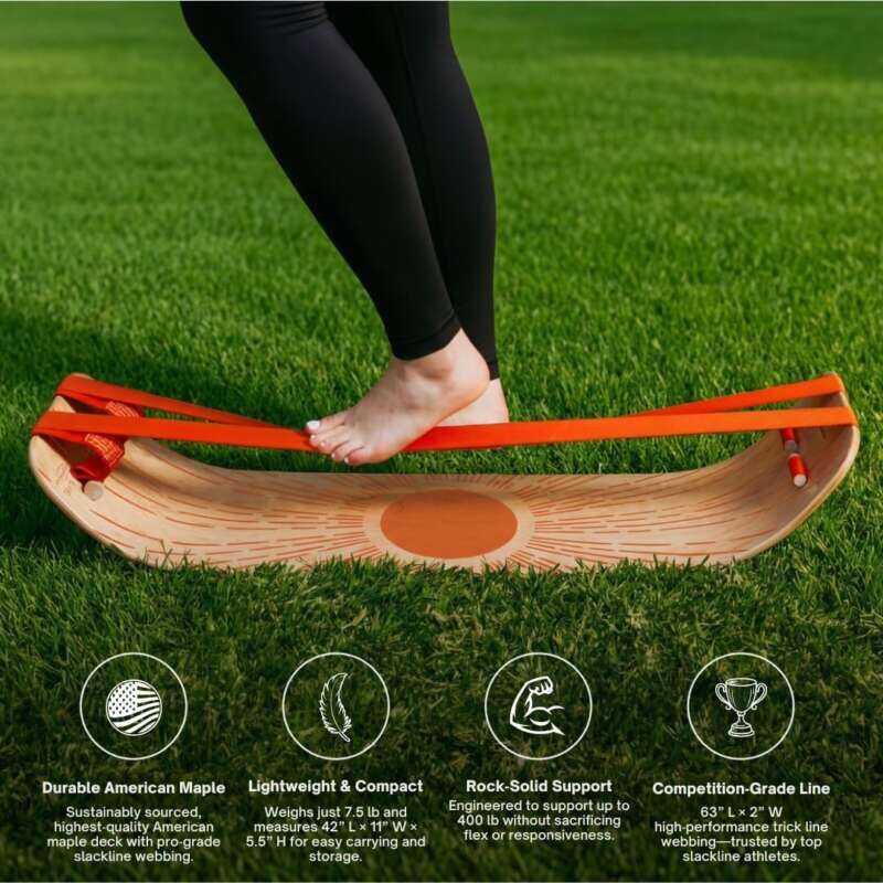 GIBBON SlackBoard - GiBoard Balance Board Kids & Adults - Slackline Balance Trainer - Slack Board Core Workout Equipment Home Gym Training - Standing Desk Exercise - Yoga, Agility, Pilates & More - Image 3