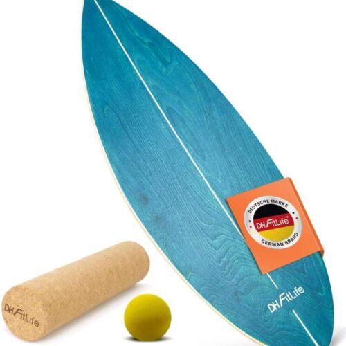 DH FitLife Wooden Surf Balance Board | Indoor Surfboard with Rocker Shape | Wobble Board for Adults | Fun, Balance, Stability & Core Strength