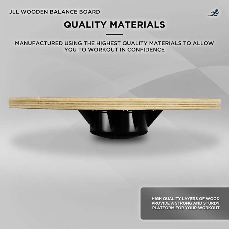 JLL® Wooden Balance Board, ANTI SLIP SURFACE, Exercise Fitness Workout Rehabilitation Training Exercise Wobble Board - Image 4
