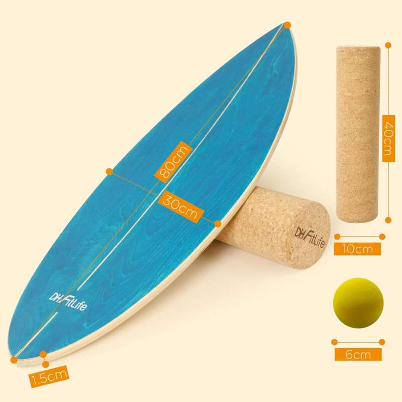 DH FitLife Wooden Surf Balance Board | Indoor Surfboard with Rocker Shape | Wobble Board for Adults | Fun, Balance, Stability & Core Strength - Image 4