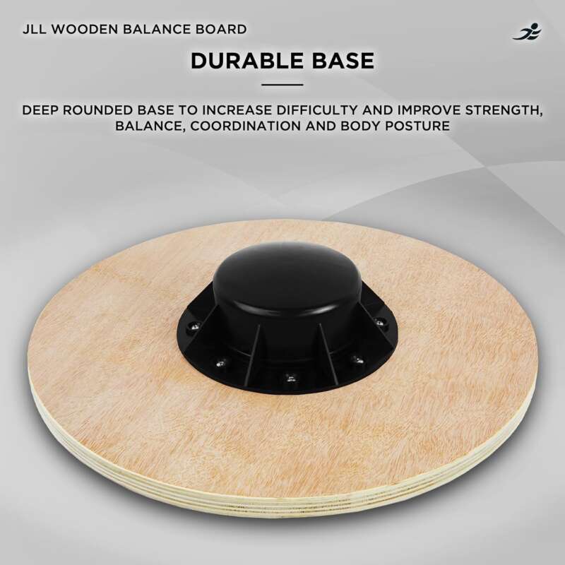 JLL® Wooden Balance Board, ANTI SLIP SURFACE, Exercise Fitness Workout Rehabilitation Training Exercise Wobble Board - Image 3