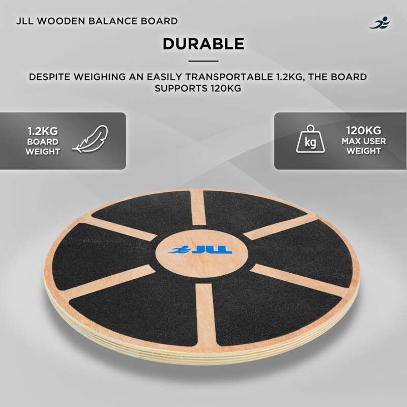 JLL® Wooden Balance Board, ANTI SLIP SURFACE, Exercise Fitness Workout Rehabilitation Training Exercise Wobble Board - Image 5