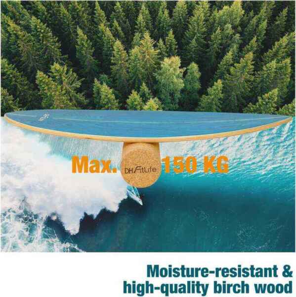 DH FitLife Wooden Surf Balance Board | Indoor Surfboard with Rocker Shape | Wobble Board for Adults | Fun, Balance, Stability & Core Strength - Image 3