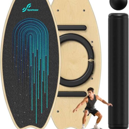Sportneer Balance Board Skateboard, 7-in-1 Wooden Surfboard for Adults Kids | Indoor Board Trick Board Surf trainer for Balance Training, Core Stability & Coordiantion, Magnetic Adjustment, Non-slip