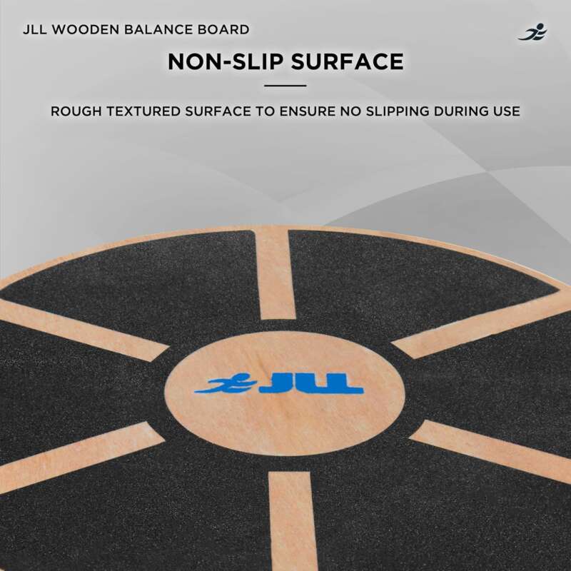 JLL® Wooden Balance Board, ANTI SLIP SURFACE, Exercise Fitness Workout Rehabilitation Training Exercise Wobble Board - Image 2